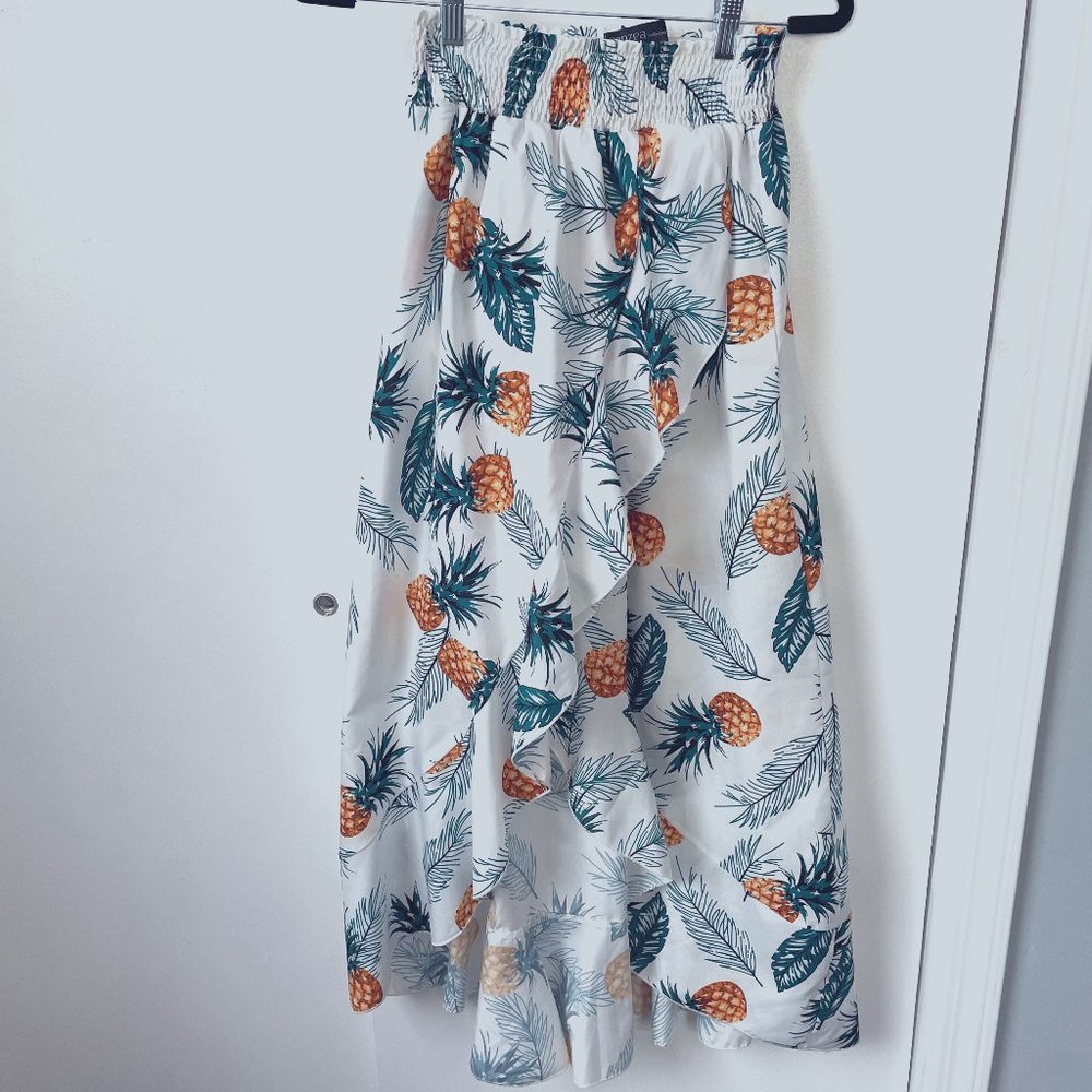 Zanzea pineapple Hawaiian high low ruffle skirt